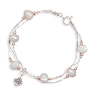 Str& Bracelet 14K Gold Fill Beads Freshwater Pearls  