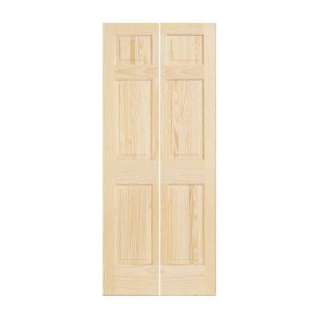   80 in. Wood Unfinished 6 Panel Bi Fold Door 327132 1 