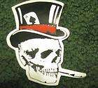 Vinyl helmet sticker decal Top Hat Scull smoking a Cigarette Pirate 