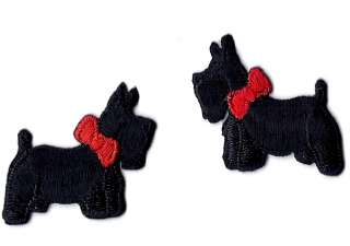 Animals/Dogs Scotch Terriers (Pair) Iron On Embroidered Applique 