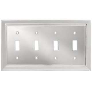 Architectural Die Cast Zinc 4 Gang Polished Chrome Toggle Switch Wall 