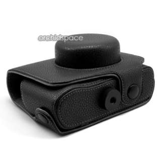 Schwarz Stilvolle Design PU Leder Tasche Set für Nikon J1 Fixfokus 
