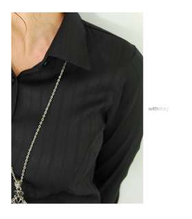 Stylish Herringbone blouse, Shirt,Basic, Korea, A005219  