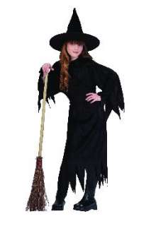 CHILDS BLACK WICKED WITCH GIRL DRESS HALLOWEEN COSTUME  