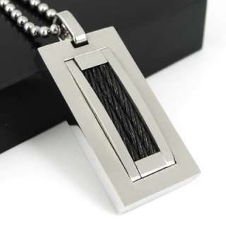 Men Stainless Steel Wire Pendant Dog Tag Necklace Chain  