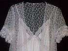 VTG Bridal White Peignoir Set Nightgown Lace Bed Jacket Hollywood Glam 