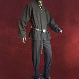 Mittelalter Kleidung Herren Hemd Leinenoptik, schwarz  