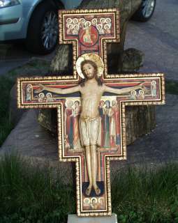 San Damiano Kruzifix Kreuz Holz geschnitzt 66 cm  