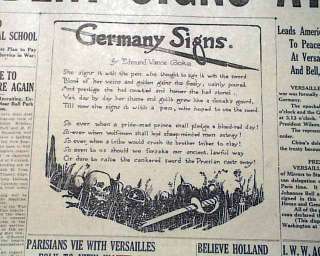 WORLD WAR I ENDS Peace Treaty of Versailles Signed GERMANY Wilson 1919 