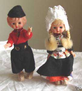 Vintage Dutch Boy and Girl Plastic 6 Dolls  
