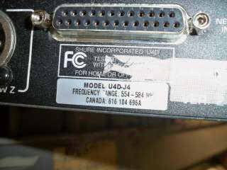 Shure U4D J4 UHF J4 554 584 MHz Wireless Receiver Rack Mountable 