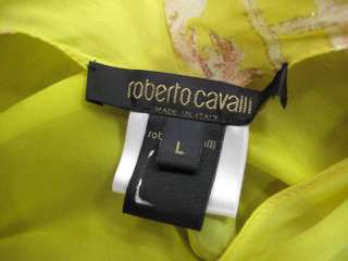 Roberto Cavalli Yellow/Multi Color Floral Cowl Neck Full Length 