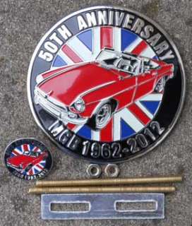 MGB 50th ANNIVERSARY GRILLE BADGE & FREE LAPEL PIN   MG  