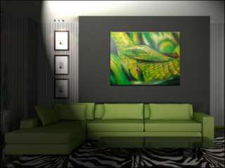 Airbrush  Leinwand  Schlange  Unikat  Gemälde  Grüne Mamba 