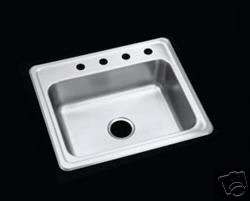 NEW STAINLESS STEEL SINGLE BOWL KITCHEN SINK 25 X 22  