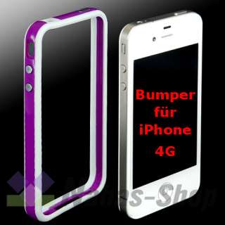 Lila   Weiß   Bumper für Apple iPhone 4 G 4G + Displayschutzfolie 
