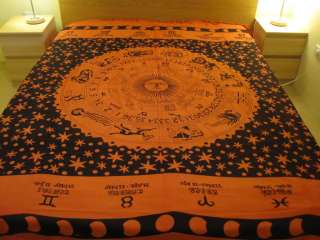 INDIAN BOHO HANDPRINTED BED SHEET THROW STAR SIGN KING  