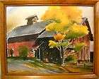 RED INDIANA BARN ORIGINAL WATERCOLOR PAINTING * SIGNED & FRAMED