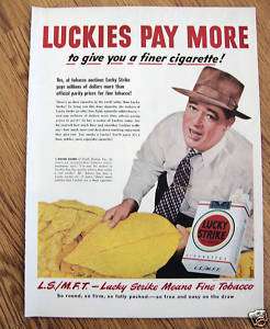 1950 Lucky Strike Cigarette Ad Adams South Boston VA  
