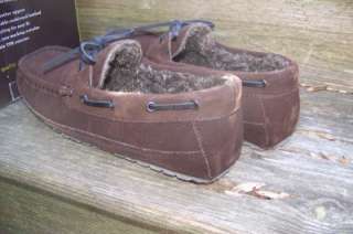   BROWN COMMANDER SUEDE LEATHER IN/OUTDOOR SLIPPERS SHOES NIB $60  