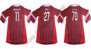 AC Milan 2011/2012 Long Sleeve Home Soccer Jersey Shirts S/M/L/XL 