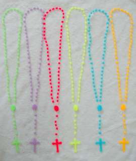 Pack 6 Coloured Rosary Beads / Necklaces 0116 PK6  