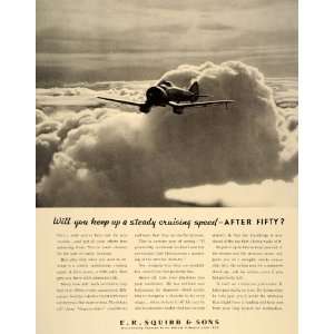  1938 Ad Squibb Pharmaceutical F4U Corsair Fighter Plane 