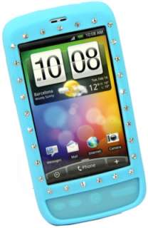 TURQUOISE SILICONE DIAMOND CASE COVER FOR HTC DESIRE G7  