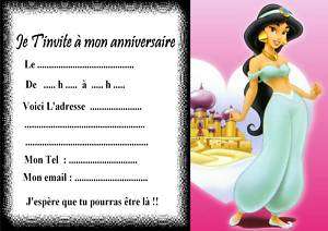   5 cartes invitations anniversaire Princesse Disney 02