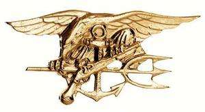   Gold Plated Navy Seals Lapel/Cap Uniform Insignia Pin Set   USA Made