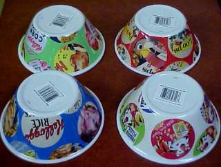 New Set Of 4 2010 Kellogg Flashback Cereal Bowls  