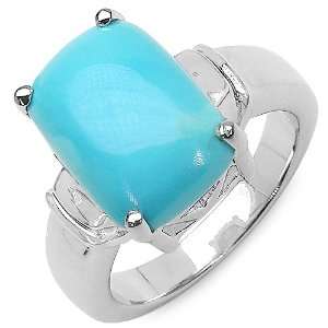  4.10 Carat Genuine Turquoise Sterling Silver Ring: Jewelry