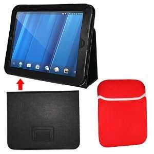   Trim Sleeve Case+Skque Black Leather Folio Case Cover for HP Touch Pad