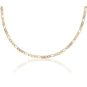  14K Solid 3 Tri Color Gold Figarucci Link Chain Necklace 