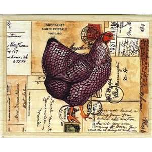Hen Postcard Wood Mounted Rubber Stamp 
