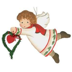  White Angel Flying with Garland Christmas Ornament