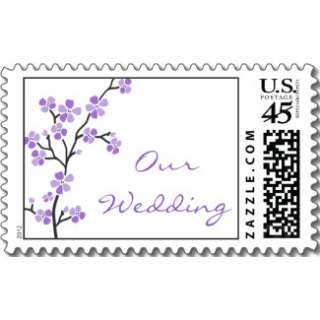 Purple Cherry Blossom Wedding Invitations   