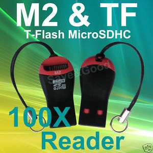100 New USB 2.0 M2 TF Micro SDHC Memory Card Reader  