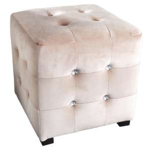   Champagne Velvet Ottomans with Clear Jewel Buttons