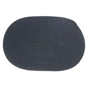  Solid Navy   Oval Braided Rug (3 x 5)