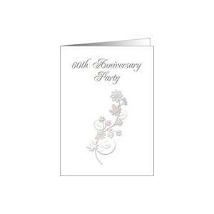60th Anniversary Party Invitation, Flowers on White Background Card