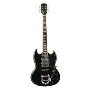  GOTH BLACK   ELECTRIC GUITAR Triple Pickup ACDC Musical 