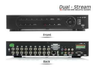 Dual Stream 16 Channel DVR Security System + 500GB HDD  