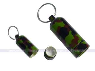 Aluminum Pill Box Case Container Keychain Camouflage  