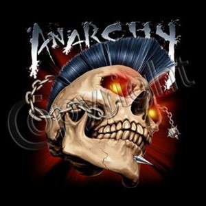 Anarchy , Biker Skull Punk Rocker Skull MoHawk Chains and Spikes SHORT 