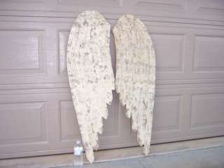 Wooden Antique Carved Angel Wings Angelic Cherub Cottage Chic Large 