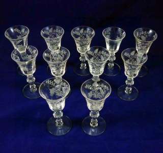 Vintage TIFFIN Cordial Glass 1 oz. FUCHSIA PATTERN Etch CRYSTAL 