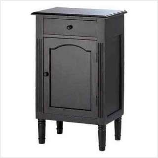 ANTIQUE BLACK FINISH WOOD CABINET NIGHTSTAND TABLE  
