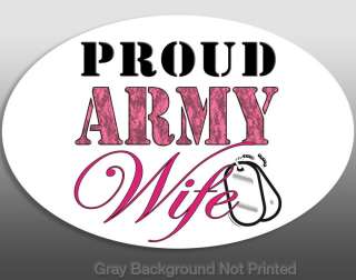 Oval Proud Army Wife Sticker  us dog tags stickers pink  