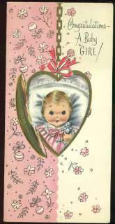 Vintage Greeting Card A BABY GIRL IN GOLD LOCKET  